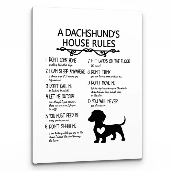 Multicolor_A_Great_Danes_House_Rules_Wall_Art,Funny_Great_Dane_Dog_Quote_Print_Framed_Canvas_Painting_Artwork_Home_Bedroom_Living_Room_Girls_Room_Decor(11x14_Inch_dachshund)