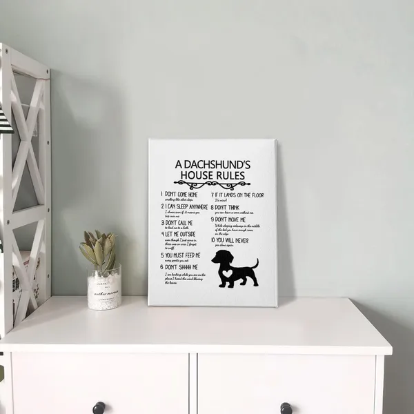 Multicolor_A_Great_Danes_House_Rules_Wall_Art,Funny_Great_Dane_Dog_Quote_Print_Framed_Canvas_Painting_Artwork_Home_Bedroom_Living_Room_Girls_Room_Decor(11x14_Inch_dachshund)