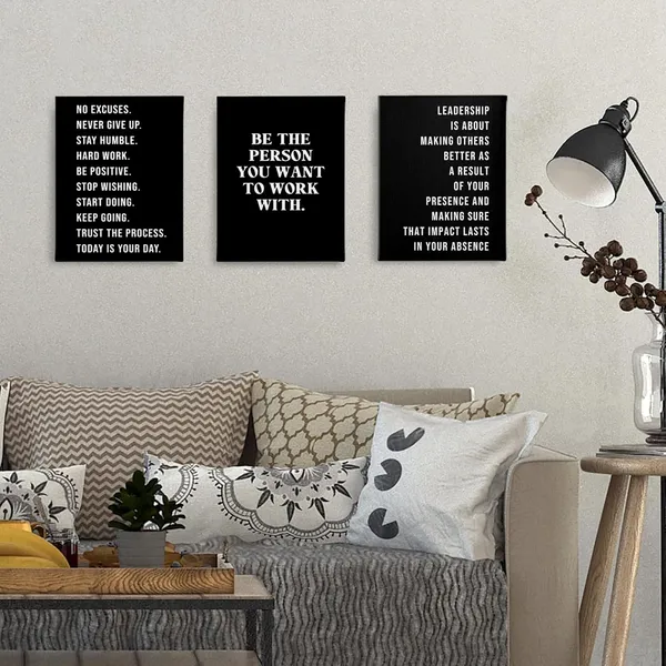 Multicolor_No_Excuses_Never_Give_Up_Inspirational_Workout_Wall_Art_Decor_Set_of_3,_Motivational_Print_Framed_Canvas_Painting_Artwork_Home_Gym_Exercise_Fitness_Room_Office_Decor(11x14_Inch
