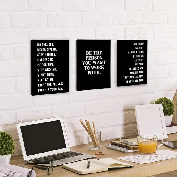 Multicolor_No_Excuses_Never_Give_Up_Inspirational_Workout_Wall_Art_Decor_Set_of_3,_Motivational_Print_Framed_Canvas_Painting_Artwork_Home_Gym_Exercise_Fitness_Room_Office_Decor(11x14_Inch
