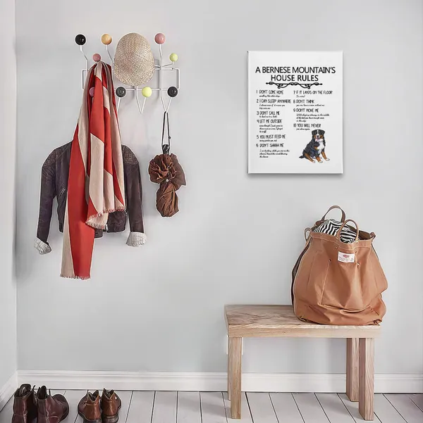 Multicolor_A_Great_Danes_House_Rules_Wall_Art,_Funny_Great_Dane_Dog_Quote_Print_Framed_Canvas_Painting_Artwork_Home_Bedroom_Living_Room_Girls_Room_Decor(11x14_Inch)(bernese)