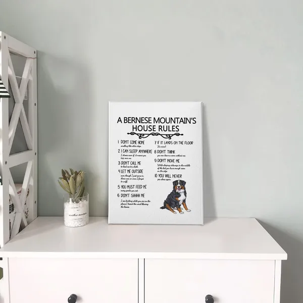 Multicolor_A_Great_Danes_House_Rules_Wall_Art,_Funny_Great_Dane_Dog_Quote_Print_Framed_Canvas_Painting_Artwork_Home_Bedroom_Living_Room_Girls_Room_Decor(11x14_Inch)(bernese)