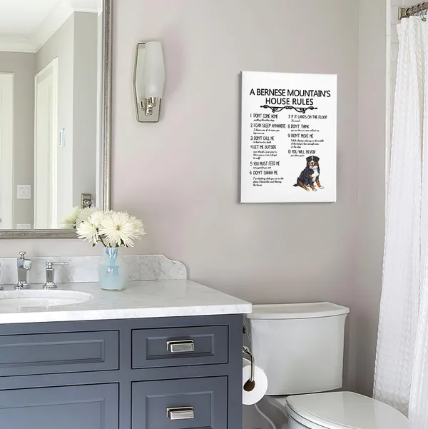 Multicolor_A_Great_Danes_House_Rules_Wall_Art,_Funny_Great_Dane_Dog_Quote_Print_Framed_Canvas_Painting_Artwork_Home_Bedroom_Living_Room_Girls_Room_Decor(11x14_Inch)(bernese)