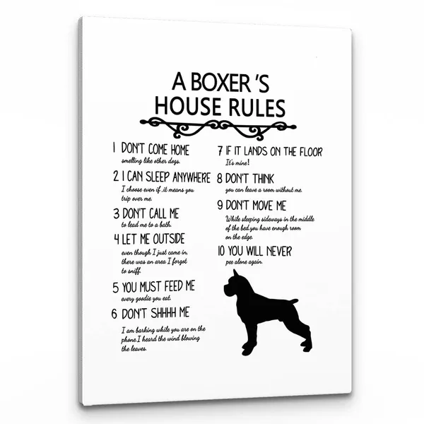 Multicolor_A_Great_Danes_House_Rules_Wall_Art,_Funny_Great_Dane_Dog_Quote_Print_Framed_Canvas_Painting_Artwork_Home_Bedroom_Living_Room_Girls_Room_Decor(11x14_Inch)(boxer)