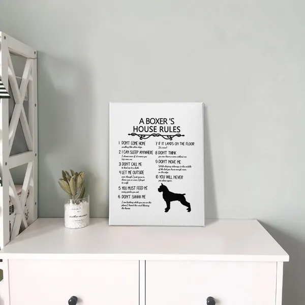 Multicolor_A_Great_Danes_House_Rules_Wall_Art,_Funny_Great_Dane_Dog_Quote_Print_Framed_Canvas_Painting_Artwork_Home_Bedroom_Living_Room_Girls_Room_Decor(11x14_Inch)(boxer)