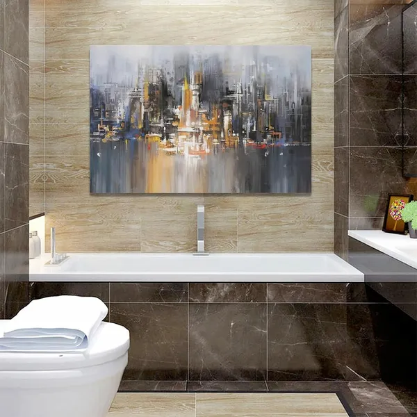 Multicolor_Abstract_City_Skyline_Wall_Art_City_Scapes_Pictures_Wall_Decor_Grey_And_Yellow_Modern_Canvas_Prints_Paintings_Home_Office_Decorations_Large_Size_Framed_Artwork_|_For_Living_Room_24"x16"