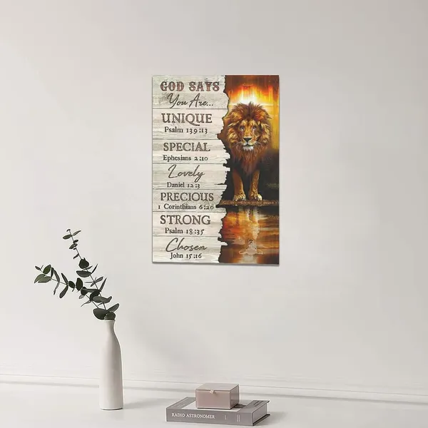 Multicolor_Lion_and_Lamb_Wall_Art_Lion_of_Judah_Wall_Decor_God_Says_You_Are_Psalm_Inspirational_Religious_Picture_Canvas_Prints_Modern_Home_Framed_Artwork_|_For_Man_Women_Living_Room_Bedroom_Bathroom_16"x24"