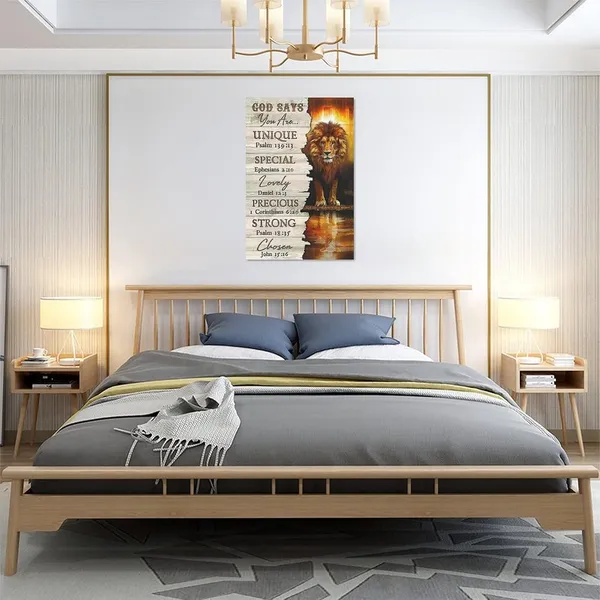 Multicolor_Lion_and_Lamb_Wall_Art_Lion_of_Judah_Wall_Decor_God_Says_You_Are_Psalm_Inspirational_Religious_Picture_Canvas_Prints_Modern_Home_Framed_Artwork_|_For_Man_Women_Living_Room_Bedroom_Bathroom_16"x24"