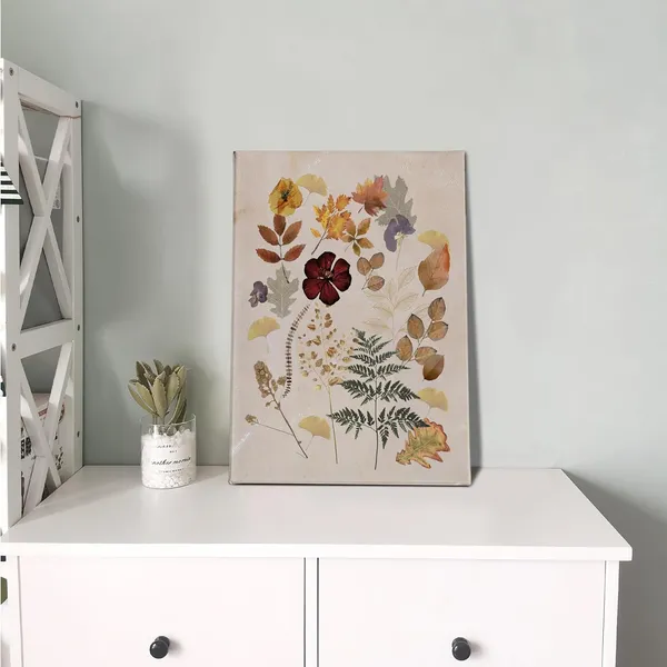 Multicolor_Fall_Wall_Art,_Rustic_Botanical_Flower_Leaves_Wall_Art,_Autumn_Fall_Floral_leaf_Print_Framed_Canvas_Painting_Artwork_|_For_Home_Farmhouse_Kitchen_Bedroom_Living_Room_Girls_Room_Decor(16x24_Inch)