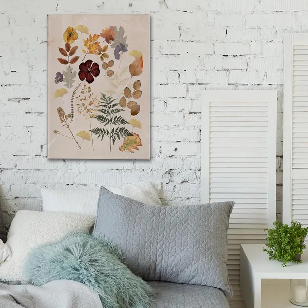 Multicolor_Fall_Wall_Art,_Rustic_Botanical_Flower_Leaves_Wall_Art,_Autumn_Fall_Floral_leaf_Print_Framed_Canvas_Painting_Artwork_|_For_Home_Farmhouse_Kitchen_Bedroom_Living_Room_Girls_Room_Decor(16x24_Inch)