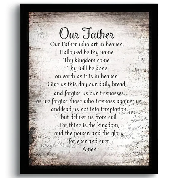 Multicolor_Christian_Our_Father_The_Lords_Prayer_Framed_Wall_Art_Prints_Posters_Decor,_Inspirational_Quotes_Bible_Verse_Scripture_Pictures_Framed_Artwork_|_For_Walls_Prayer_Room_Living_Room_Home_Decor_11x14