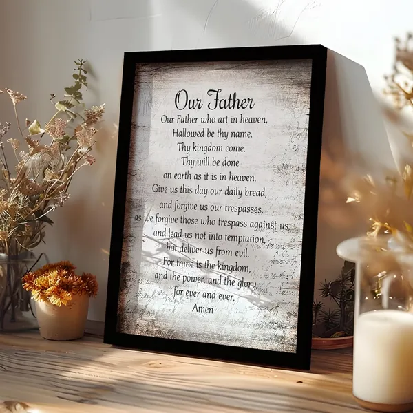 Multicolor_Christian_Our_Father_The_Lords_Prayer_Framed_Wall_Art_Prints_Posters_Decor,_Inspirational_Quotes_Bible_Verse_Scripture_Pictures_Framed_Artwork_|_For_Walls_Prayer_Room_Living_Room_Home_Decor_11x14