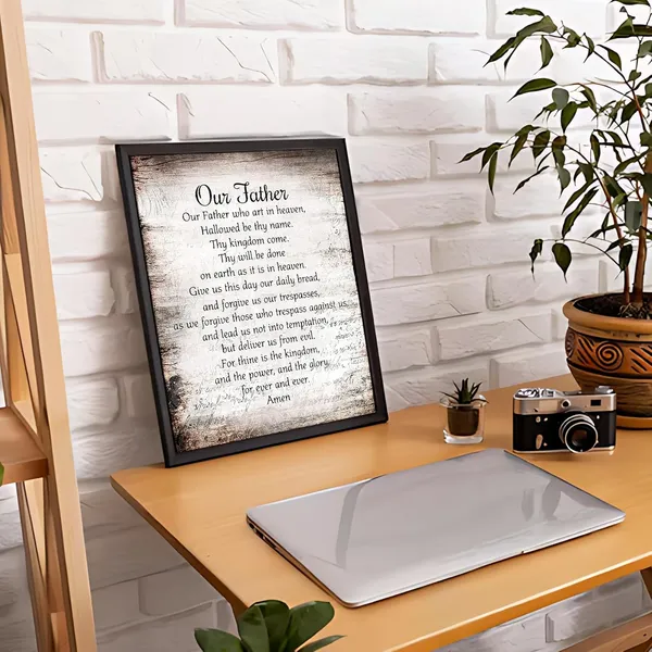 Multicolor_Christian_Our_Father_The_Lords_Prayer_Framed_Wall_Art_Prints_Posters_Decor,_Inspirational_Quotes_Bible_Verse_Scripture_Pictures_Framed_Artwork_|_For_Walls_Prayer_Room_Living_Room_Home_Decor_11x14