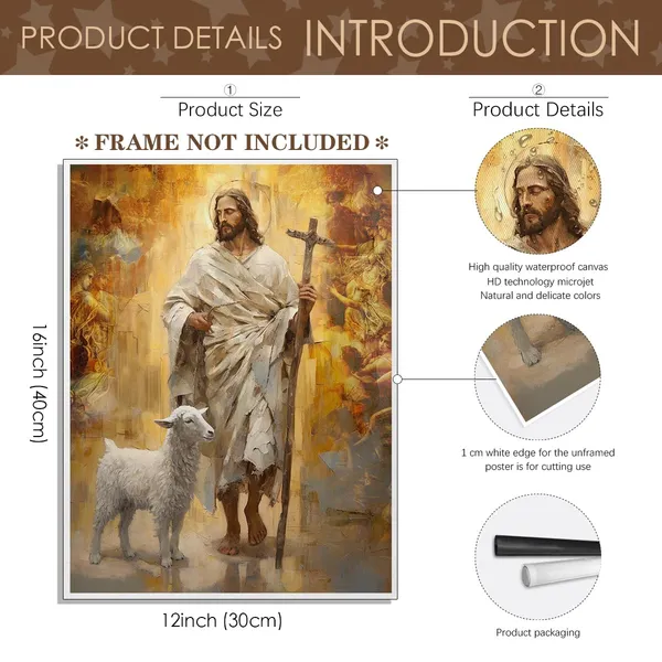 Multicolor_SKINGE_Jesus_Christ_Oil_Painting_Renaissance_Wall_Art_The_Good_Shepherd_Jesus_Canvas_Print_Poster_Religion_Christian_Wall_Decor_|_For_Prayer_Room,Bedroom_and_Living_Room(Unframed_12x16in)