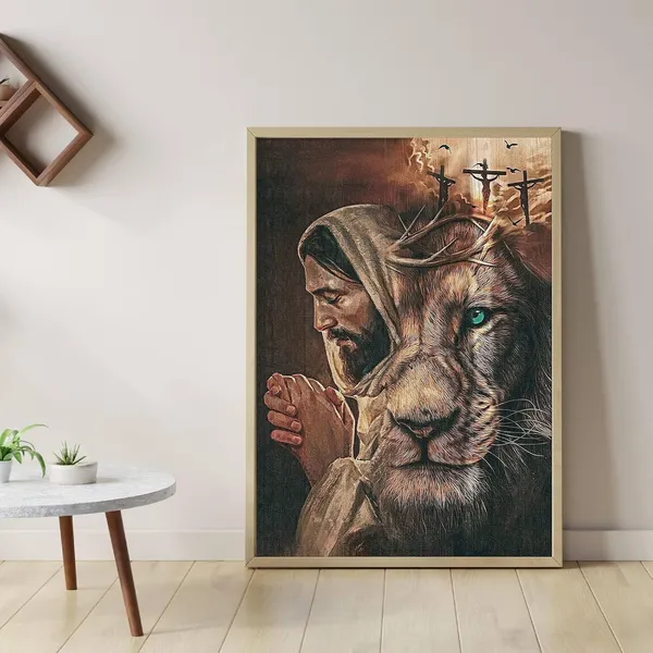 Multicolor_Jesus_Lion_Canvas_Wall_Art_Jesus_Christ_Jesus_Lion_Canvas_Wall_Art_Picture_Jesus_Christian_Wall_Decor_Christian_Lion_Canvas_Lion_of_Judah_Painting_Jesus_Cross_Art_Poster_|_For_Room_16x24inch_Unframed