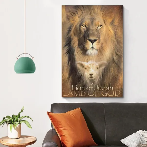 Multicolor_Lion_of_Judah_Lamb_of_God_Poster,_Jesus_Lion_And_Lamb_Pictures,_Lamb_And_Lion_Pictures,_Lion_And_Lamb_Poster_Canvas_Wall_Art_Prints_|_For_Wall_Decor_Room_Decor_Bedroom_Decor_Gifts_08x12inch(20x30cm)_U