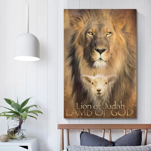 Multicolor_Lion_of_Judah_Lamb_of_God_Poster,_Jesus_Lion_And_Lamb_Pictures,_Lamb_And_Lion_Pictures,_Lion_And_Lamb_Poster_Canvas_Wall_Art_Prints_|_For_Wall_Decor_Room_Decor_Bedroom_Decor_Gifts_08x12inch(20x30cm)_U