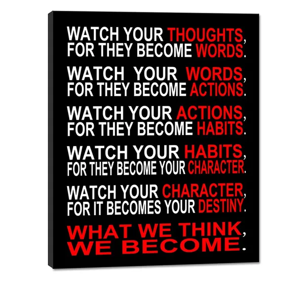 Multicolor_Watch_Your_Thoughts_Motivational_Classroom_Poster_Modern_Canvas_Prints_Wall_Art_Paintings_Ready_to_Hang_|_For_Office_Living_Room_Home_Decorations_Stretched_and_Framed_Giclee_Pictures_Artwork
