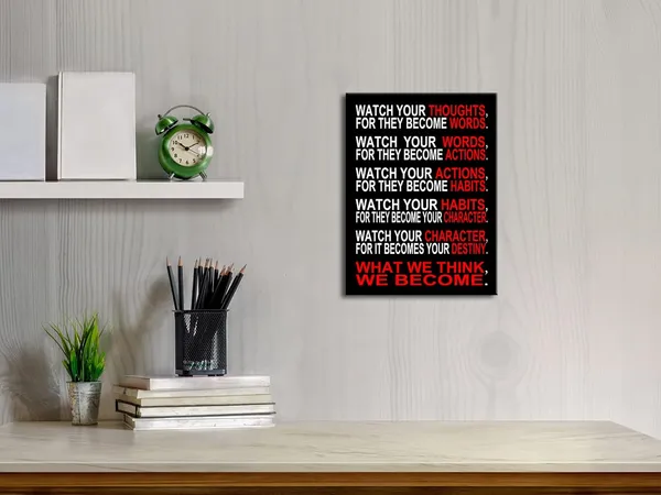 Multicolor_Watch_Your_Thoughts_Motivational_Classroom_Poster_Modern_Canvas_Prints_Wall_Art_Paintings_Ready_to_Hang_|_For_Office_Living_Room_Home_Decorations_Stretched_and_Framed_Giclee_Pictures_Artwork