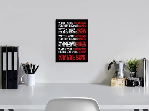 Multicolor_Watch_Your_Thoughts_Motivational_Classroom_Poster_Modern_Canvas_Prints_Wall_Art_Paintings_Ready_to_Hang_|_For_Office_Living_Room_Home_Decorations_Stretched_and_Framed_Giclee_Pictures_Artwork