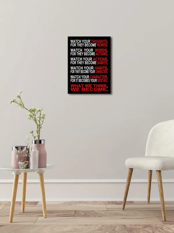 Multicolor_Watch_Your_Thoughts_Motivational_Classroom_Poster_Modern_Canvas_Prints_Wall_Art_Paintings_Ready_to_Hang_|_For_Office_Living_Room_Home_Decorations_Stretched_and_Framed_Giclee_Pictures_Artwork