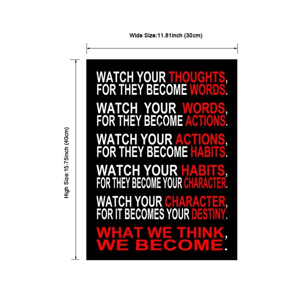 Multicolor_Watch_Your_Thoughts_Motivational_Classroom_Poster_Modern_Canvas_Prints_Wall_Art_Paintings_Ready_to_Hang_|_For_Office_Living_Room_Home_Decorations_Stretched_and_Framed_Giclee_Pictures_Artwork