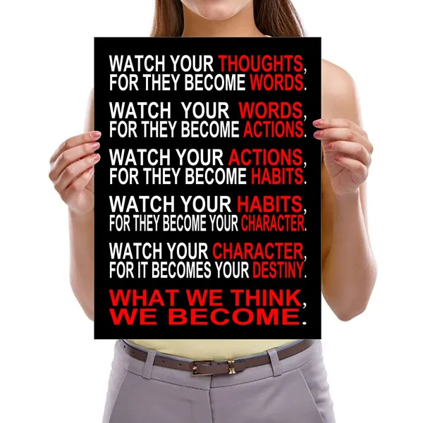 Multicolor_Watch_Your_Thoughts_Motivational_Classroom_Poster_Modern_Canvas_Prints_Wall_Art_Paintings_Ready_to_Hang_|_For_Office_Living_Room_Home_Decorations_Stretched_and_Framed_Giclee_Pictures_Artwork