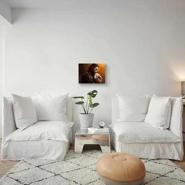 Multicolor_Jesus_Canvas_Wall_Art_Soothe_Wounded_Lamb_Artwork_Print_Divine_Compassion_Christian_Painting_Framed_Religious_Inspirational_Poster_|_For_Home_Living_Room_Bedroom_Decor_16x12in