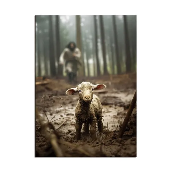 Multicolor_Jesus_Saving_The_Lost_Lamb_Canvas_Wall_Art_Christian_Wall_Decor_HD_Print_Wall_Art_|_For_Living_Room_Bedroom_Decoration,12x16.5inch_Unframed