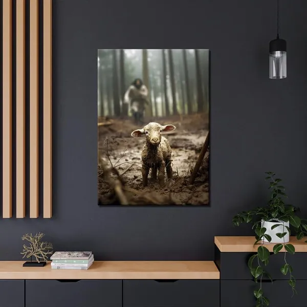 Multicolor_Jesus_Saving_The_Lost_Lamb_Canvas_Wall_Art_Christian_Wall_Decor_HD_Print_Wall_Art_|_For_Living_Room_Bedroom_Decoration,12x16.5inch_Unframed