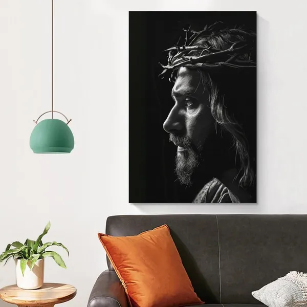Multicolor_Vendhui_Crown_of_Thorns_Jesus_Wall_Art_Religious_Catholic_Black_And_White_Poster_Canvas_Print_Modern_Painting_Artwork_Picture_|_For_Living_Room_Decor_16x24inch(40x60cm)_Unframe-1-2