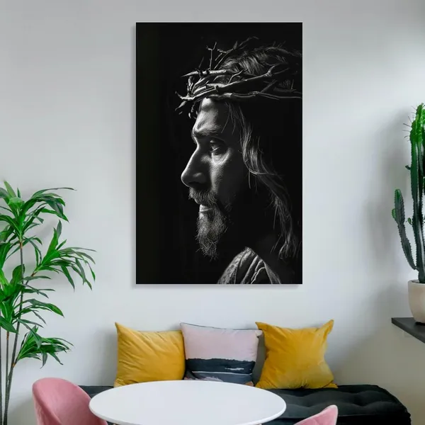 Multicolor_Vendhui_Crown_of_Thorns_Jesus_Wall_Art_Religious_Catholic_Black_And_White_Poster_Canvas_Print_Modern_Painting_Artwork_Picture_|_For_Living_Room_Decor_16x24inch(40x60cm)_Unframe-1-2