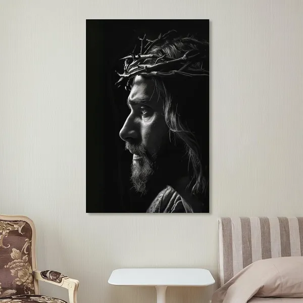 Multicolor_Vendhui_Crown_of_Thorns_Jesus_Wall_Art_Religious_Catholic_Black_And_White_Poster_Canvas_Print_Modern_Painting_Artwork_Picture_|_For_Living_Room_Decor_16x24inch(40x60cm)_Unframe-1-2