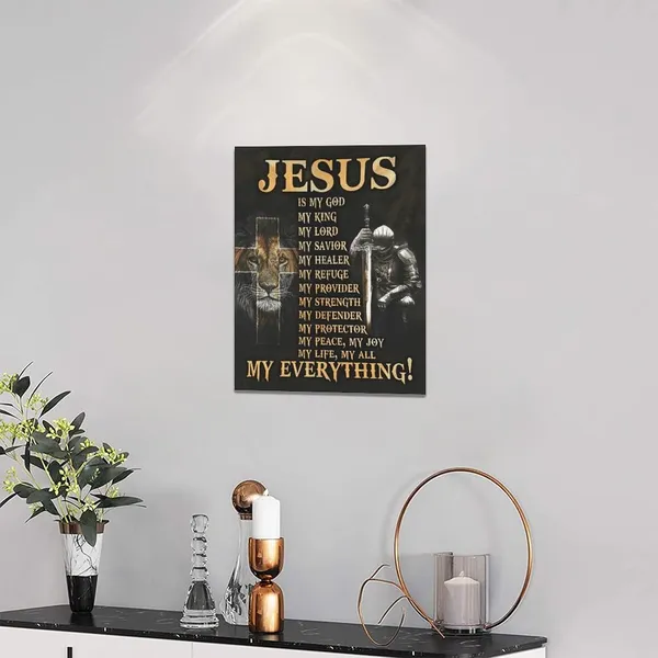 Multicolor_Christian_Jesus_Wall_Art_Jesus_Lion_Cross_Warrior_Pictures_Wall_Decor_Christ_Inspirational_Quotes_Canvas_Painting_Print_Religious_Wall_Decoration_Artworks_Framed_|_For_Living_Room_Bedroom_Church_12"x16"