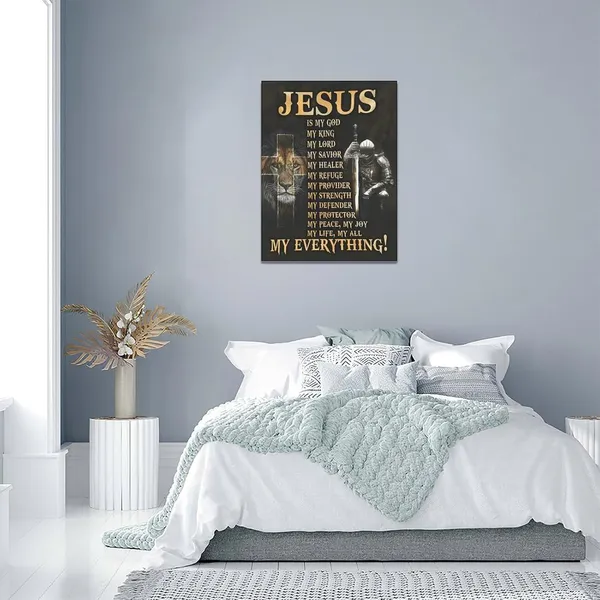 Multicolor_Christian_Jesus_Wall_Art_Jesus_Lion_Cross_Warrior_Pictures_Wall_Decor_Christ_Inspirational_Quotes_Canvas_Painting_Print_Religious_Wall_Decoration_Artworks_Framed_|_For_Living_Room_Bedroom_Church_12"x16"