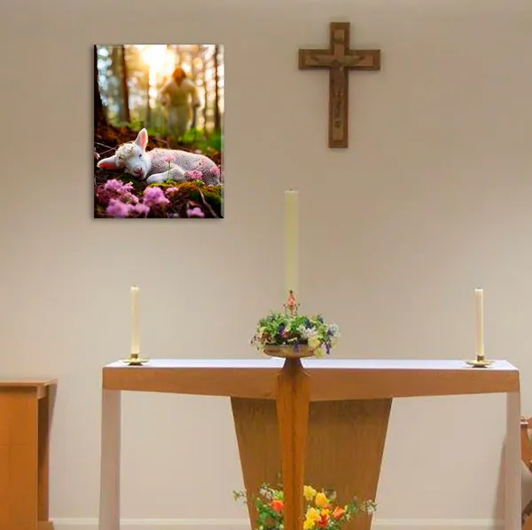 Multicolor_Christian_Art_Jesus_Leaves_the_99_Sheep_Wall_Art_Canvas_Prints_Christian_Paintings_Religious_Faith_Artwork_Lamb_of_God_Poster_Jesus_Art_Home_Living_Room_Decoration_12"_W_x_16"_H