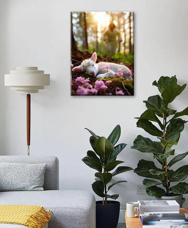 Multicolor_Christian_Art_Jesus_Leaves_the_99_Sheep_Wall_Art_Canvas_Prints_Christian_Paintings_Religious_Faith_Artwork_Lamb_of_God_Poster_Jesus_Art_Home_Living_Room_Decoration_12"_W_x_16"_H