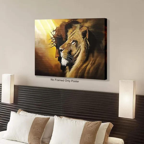 Multicolor_Lion_of_Judah_Wall_Art_Canvas_Black_Jesus_Canvas_Wall_Art_Paintings_Wall_Decor_|_For_Living_Room_12*16inch_Unframed_(Lion_and_Jesus,_12*16_inch_Unframed)
