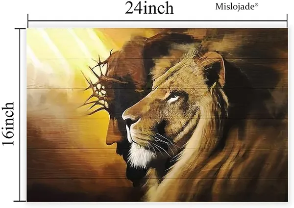 Multicolor_Lion_of_Judah_Wall_Art_Canvas_Black_Jesus_Canvas_Wall_Art_Paintings_Wall_Decor_|_For_Living_Room_12*16inch_Unframed_(Lion_and_Jesus,_12*16_inch_Unframed)