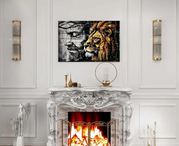 Multicolor_Black_and_White_Religious_Christianity_Canvas_Wall_Art_Jesus_and_Lion_Paintings_Graffiti_Wall_Art_Home_Decor_|_For_Living_Room_Bedroom_Church_Office_Ready_to_Hang_12"x16"