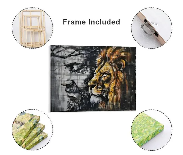 Multicolor_Black_and_White_Religious_Christianity_Canvas_Wall_Art_Jesus_and_Lion_Paintings_Graffiti_Wall_Art_Home_Decor_|_For_Living_Room_Bedroom_Church_Office_Ready_to_Hang_12"x16"