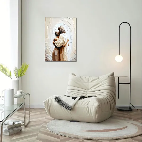 Multicolor_Framed_Jesus_Canvas_Wall_Art_Jesus_Embracing_Woman_Safe_in_His_Arms_Wall_Decor_Picture_Christian_Paintings_Prints_Jesus_Christ_Poster_|_For_Bedroom_Living_Room_Dining_Room_Home_Decoration