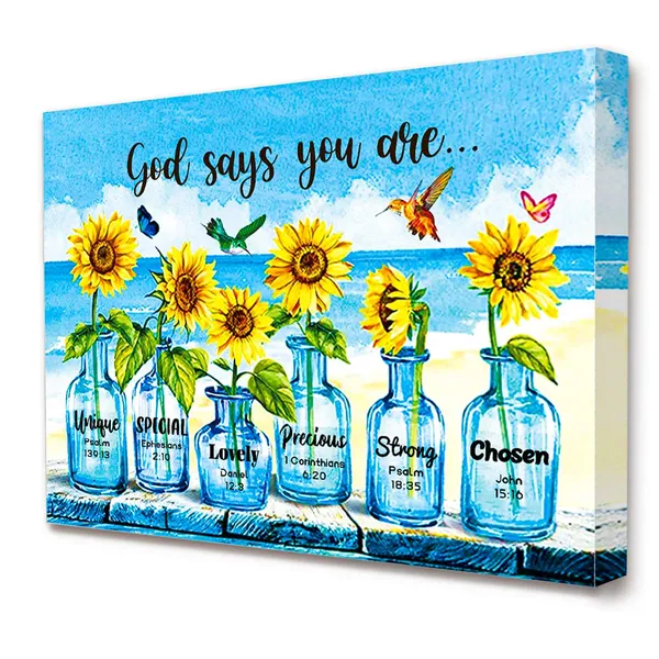Multicolor_Bible_Verses_Canvas_Wall_Art,Christian_Motivational_Quote_Sunflower_Mason_Jars_Canvas_Framed_Wall_Art_Ready_to_Hang_|_For_Christian_Home_Bedroom_Office_Living_Room_Wall_D??or,12"_x_15"
