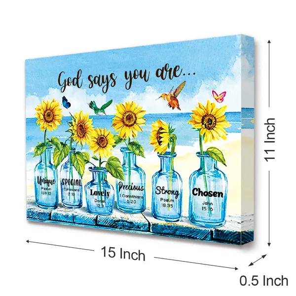 Multicolor_Bible_Verses_Canvas_Wall_Art,Christian_Motivational_Quote_Sunflower_Mason_Jars_Canvas_Framed_Wall_Art_Ready_to_Hang_|_For_Christian_Home_Bedroom_Office_Living_Room_Wall_D??or,12"_x_15"