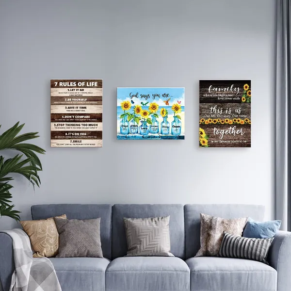 Multicolor_Bible_Verses_Canvas_Wall_Art,Christian_Motivational_Quote_Sunflower_Mason_Jars_Canvas_Framed_Wall_Art_Ready_to_Hang_|_For_Christian_Home_Bedroom_Office_Living_Room_Wall_D??or,12"_x_15"