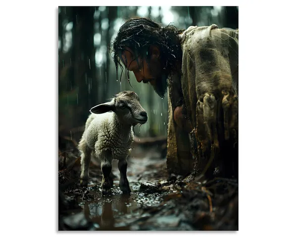 Multicolor_Jesus_Canvas_Wall_Art_Jesus_Pictures_|_For_Wall_Jesus_Gazes_at_the_Lamb_Painting_Jesus_and_Lamb_Picture_Jesus_Painting_|_For_Living_Room_Bedroom_Home_Wall_Decor_Stretched_and_Framed_12X16_inch