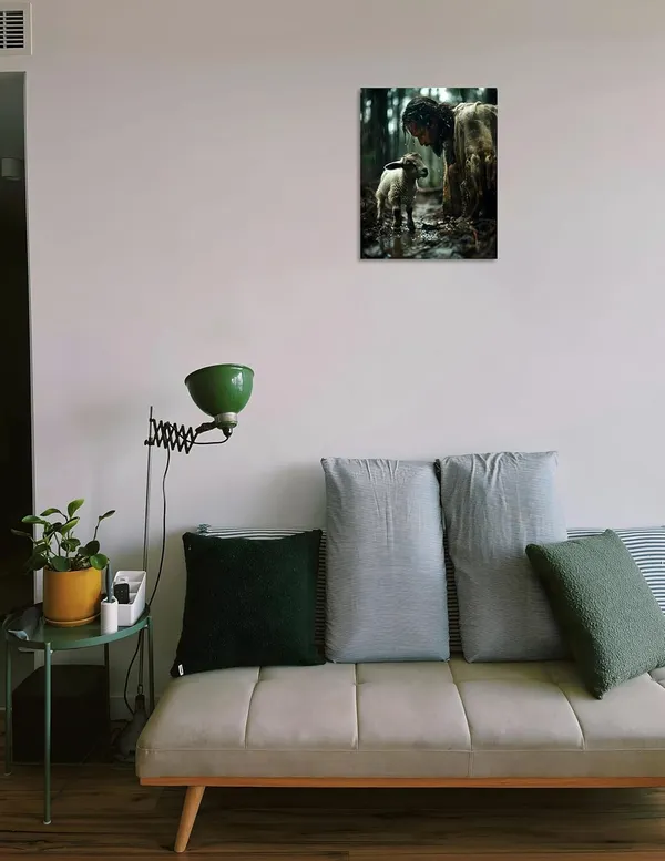 Multicolor_Jesus_Canvas_Wall_Art_Jesus_Pictures_|_For_Wall_Jesus_Gazes_at_the_Lamb_Painting_Jesus_and_Lamb_Picture_Jesus_Painting_|_For_Living_Room_Bedroom_Home_Wall_Decor_Stretched_and_Framed_12X16_inch