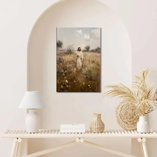 Multicolor_Jesus_Holding_the_Lamb_Canvas_Wall_Art_Parable_of_the_Lost_Sheep_Bible_Wall_Decor_Christian_Bedroom_Living_Room_Home_Decoration_Ready_to_Hang_(canvas_12inx16in)