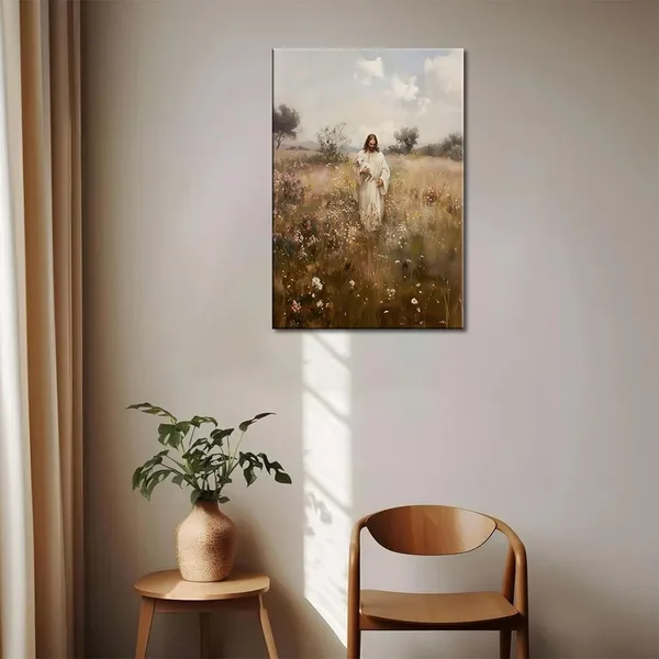 Multicolor_Jesus_Holding_the_Lamb_Canvas_Wall_Art_Parable_of_the_Lost_Sheep_Bible_Wall_Decor_Christian_Bedroom_Living_Room_Home_Decoration_Ready_to_Hang_(canvas_12inx16in)