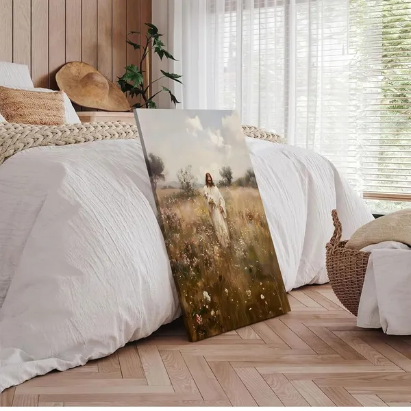 Multicolor_Jesus_Holding_the_Lamb_Canvas_Wall_Art_Parable_of_the_Lost_Sheep_Bible_Wall_Decor_Christian_Bedroom_Living_Room_Home_Decoration_Ready_to_Hang_(canvas_12inx16in)